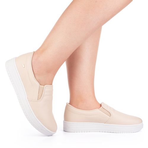 Tênis Dakota  Slip On de Couro Bege