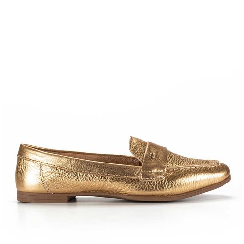 Mocassim Dakota de Couro Dourado
