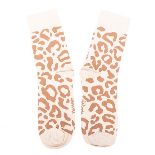 Par de  Meia Dakota Animal Print Bege