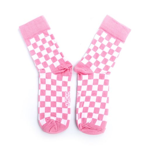 Meia Dakota  Feminina Xadrez Rosa