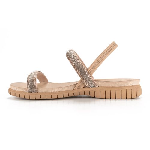 Sandália Campesí  Flatform Bege com Brilhos
