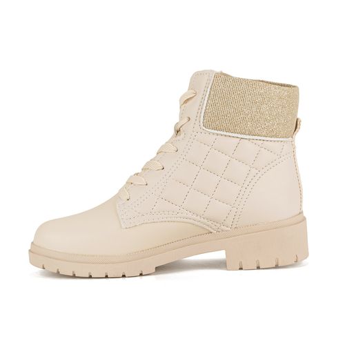 Bota Coturno  Pink Cats Infantil Tratorada Bege Claro