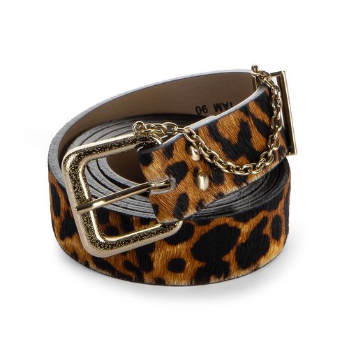 Cinto Dakota em Couro Animal Print