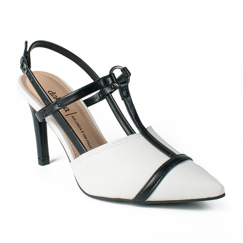 Scarpin Dakota de Salto Alto Branco e Preto