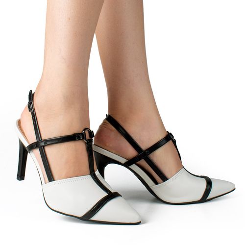 Scarpin Dakota de Salto Alto Branco e Preto