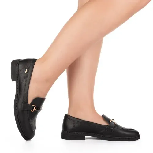 Mocassim Dakota  de Couro Preto