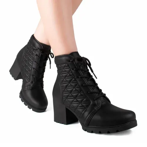 Bota Coturno Dakota de Salto Bloco Preta