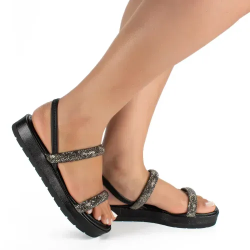 Sandália Mississipi  Flatform Preta com Brilhos