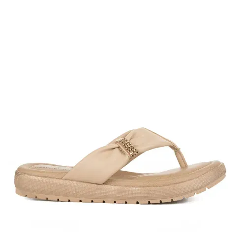 Chinelo Campesí Flatform Bege