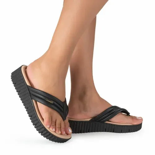 Chinelo Campesí Flatform Preto