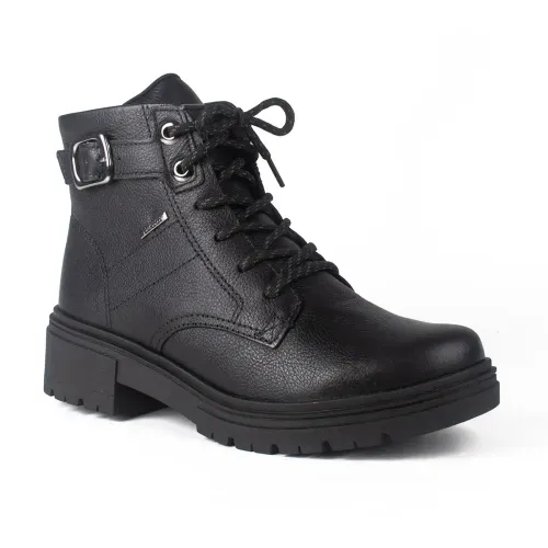 Bota Coturno Dakota em Couro Preta