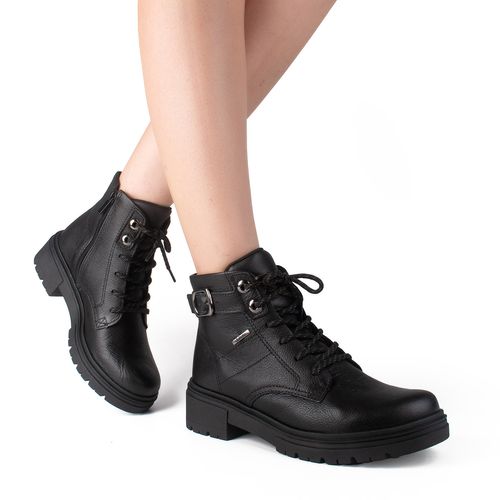 Bota Coturno Dakota em Couro Preta