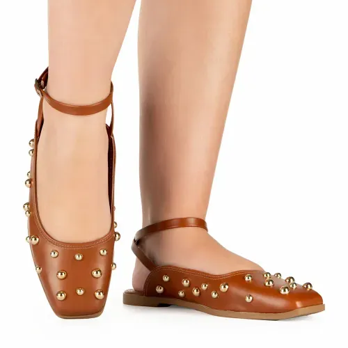 Sapatilha Tanara Slingback Caramelo