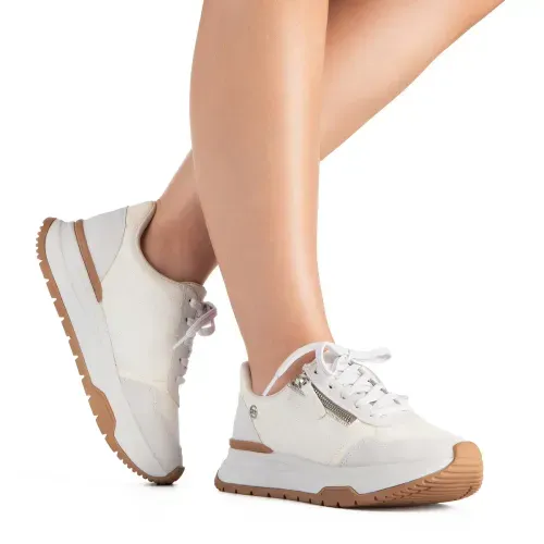 Tênis Dakota Jogging em Couro Branco