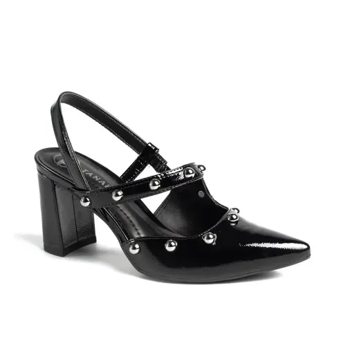 Scarpin Tanara Slingback de Salto Bloco Preto