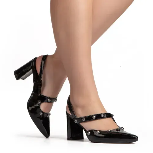 Scarpin Tanara Slingback de Salto Bloco Preto