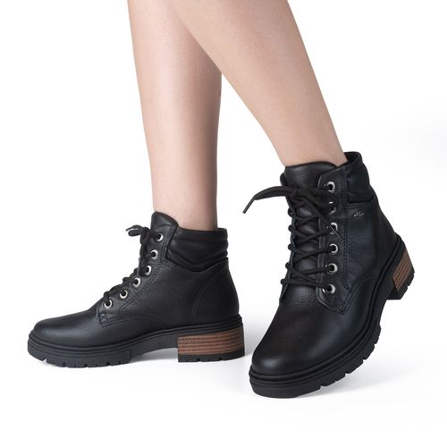 Bota Coturno Dakota em Couro Preta