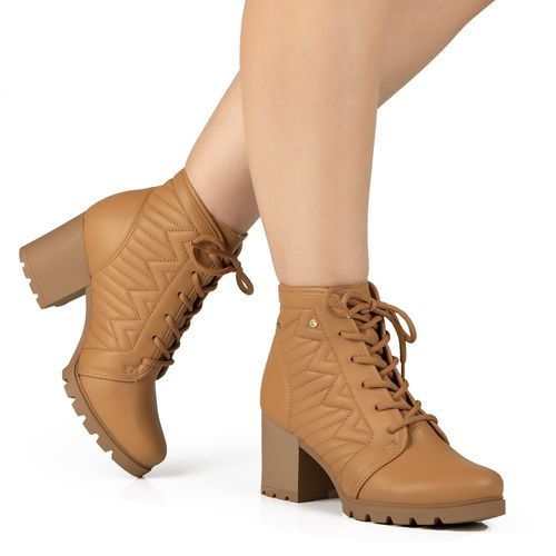 Bota Coturno Dakota de Salto Bloco Bege