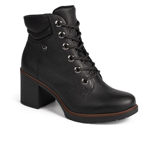 Bota Coturno Dakota em Couro Preta