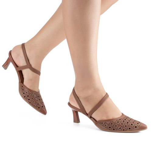 Scarpin Mississipi de Salto Alto Caramelo