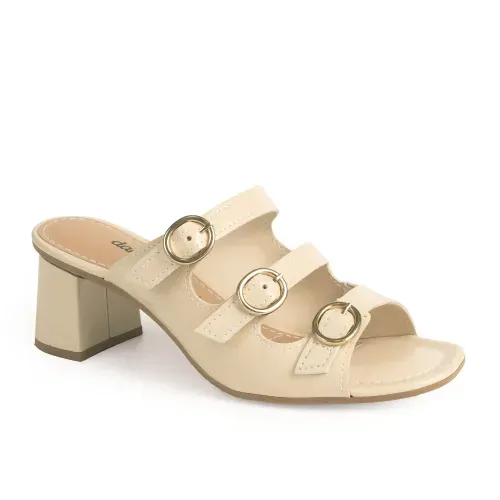 Tamanco Dakota de Salto Bloco Bege