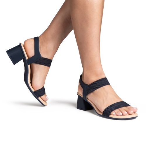 Sandália Campesí de Salto Bloco Azul Marinho