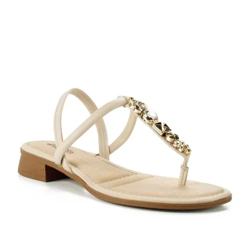 Sandália Mississipi de Salto Baixo Bege