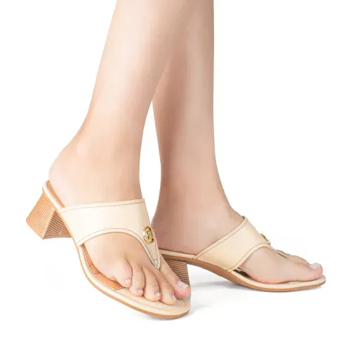 Tamanco Dakota de Salto Bloco Bege