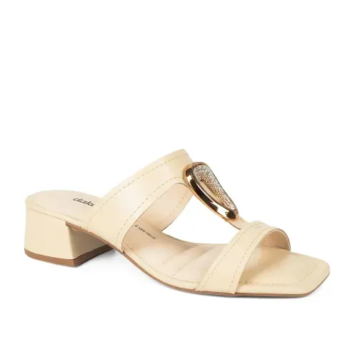 Tamanco Dakota de Salto Bloco Bege