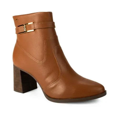 Bota Dakota de Cano Curto em Couro Castanho