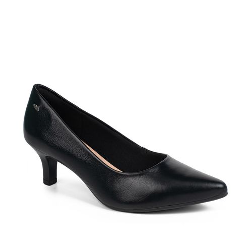 Scarpin Dakota de Couro Preto