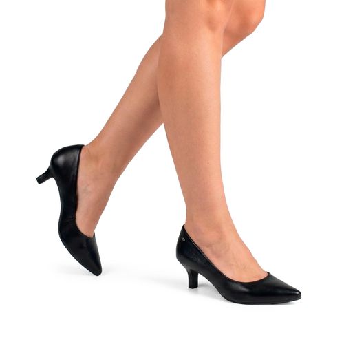 Scarpin Dakota de Couro Preto