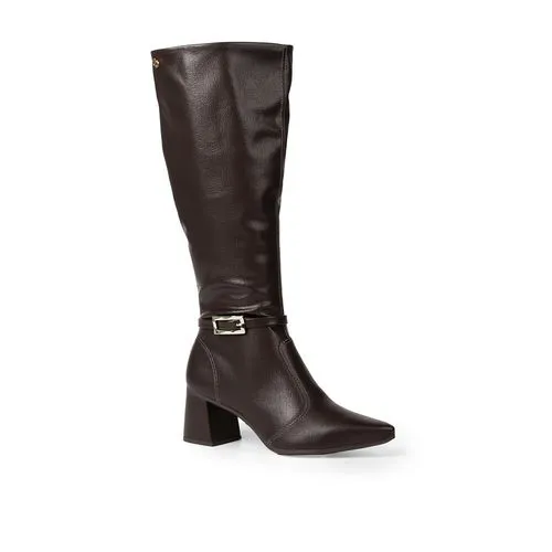 Bota Dakota Cano Longo Feminina Café Salto Bloco